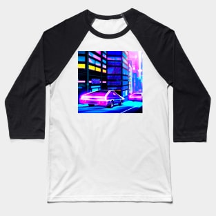 Cyberpunk car chase  in synthwave city Baseball T-Shirt